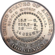 1 Dollar "1879 Goloid Metric Dollar" Pattern; Goloid reverse image