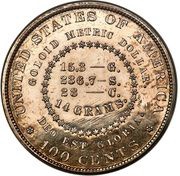 1 Dollar "1879 Goloid Metric Dollar" Pattern; Silver, United States, 1879 reverse image