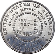 1 Dollar "1880 Goloid Metric Dollar" Pattern; Goloid reverse image