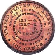 1 Dollar "1880 Goloid Metric Dollar" Pattern; Copper, United States, 1880 reverse image