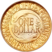 1 Dollar Panama–Pacific Exposition, United States, 1915 reverse image