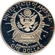 1 Dollar Mount Rushmore, United States, 1991 reverse image