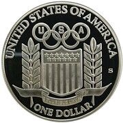 1 Dollar XXV Olympiad, United States, 1992 reverse image