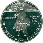 1 Dollar Columbus Quincentenary obverse image