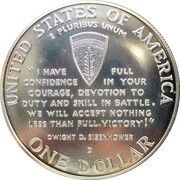1 Dollar World War II, United States, 1993 reverse image