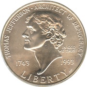 1 Dollar Birth of Thomas Jefferson obverse image