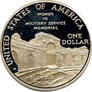 1 Dollar Women In Military Service For America Memorial, United States, 1994 reverse image