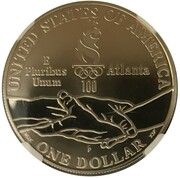 1 Dollar Centennial Olympic Games, Paralympics, United States, 1995 reverse image
