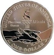 1 Dollar Centennial Olympic Games, Gymnastics, United States, 1995 reverse image