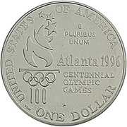 1 Dollar Atlanta Olympics - Tennis, United States, 1996 reverse image