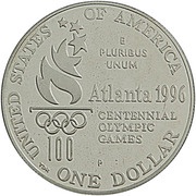 1 Dollar Atlanta Olympics - High Jump, United States, 1996 reverse image