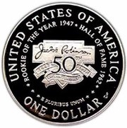 1 Dollar Jackie Robinson, United States, 1997 reverse image