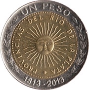 1 Peso Bicentennary of the First Patriotic Coin, Argentina, 2013 reverse image