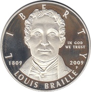 1 Dollar Louis Braille Bicentennial obverse image