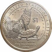 1 Dollar "Native American Dollar" Treaty With the Delawares, United States, 2013 reverse image