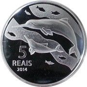 5 Reais Olympic Games Rio 2016 - Cycling / Porpoises, Brazil, 2014 reverse image