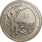 1 Dollar "Native American Dollar" Mohawk Ironworkers, United States, 2015 reverse image
