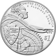 1 Dollar 100th Anniversary of the National Park Service, United States, 2016 reverse image