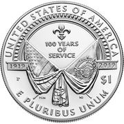 1 Dollar American Legion 100th Anniversary, United States, 2019 reverse image