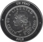 1 Peso 80th Anniversary of B.C.R.A., Argentina, 2015 reverse image