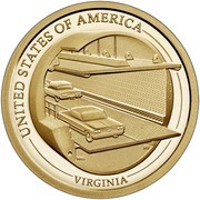 1 Dollar American Innovation - Virginia, United States, 2021 reverse image