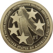 1 Dollar "Native American Dollar" Native Americans in the US Military, United States, 2021 reverse image