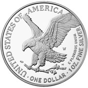 1 Dollar "American Silver Eagle" New Reverse Bullion Coin, United States, 2021-2024 reverse image