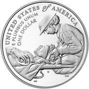 1 Dollar National Purple Heart Hall of Honor, United States, 2022 reverse image