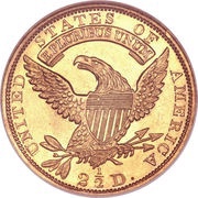 2½ Dollars "Capped Head - Quarter Eagle", United States, 1829-1834 reverse image