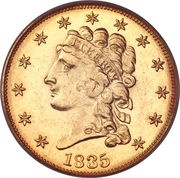 2½ Dollars "Classic Head, No Motto On Reverse - Quarter Eagle" obverse image