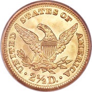 2½ Dollars "Coronet Head - Quarter Eagle", United States, 1840-1907 reverse image