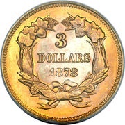 3 Dollars "Indian Princess Head", United States, 1854-1889 reverse image