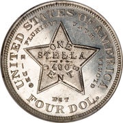 1 Stella / 4 Dollars "1880 Stella" Pattern; aluminium, United States, 1879 reverse image