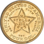 4 Dollars "1880 Stella" Pattern; gold, United States, 1880 reverse image
