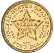 4 Dollars "1880 Stella" Pattern; aluminium, United States, 1880 reverse image