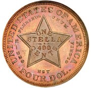1 Stella / 4 Dollars "1880 Stella" Pattern; copper, United States, 1880 reverse image