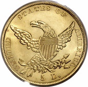 5 Dollars Classic Head, United States, 1834-1838 reverse image