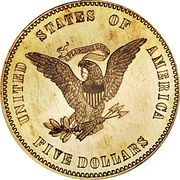 5 Dollars "1860 Half Eagle" Pattern; gold, United States, 1860 reverse image
