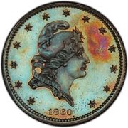 5 Dollars "1860 Half Eagle" Pattern; copper obverse image