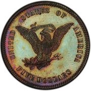 5 Dollars "1860 Half Eagle" Pattern; copper, United States, 1860 reverse image