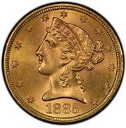 5 Dollars Coronet Head - With motto obverse image