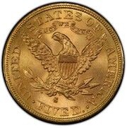 5 Dollars Coronet Head - With motto, United States, 1866-1908 reverse image