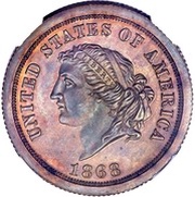 5 Dollars "1868 Half Eagle" Pattern; copper obverse image