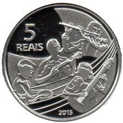 5 Reais Olympic Games Rio 2016 - Beach volleyball / Chorinho, Brazil, 2015 reverse image