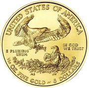 5 Dollars "American Gold Eagle" Bullion Coinage, United States, 1986-2023 reverse image