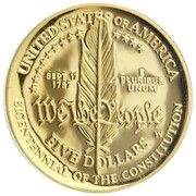 5 Dollars Constitution, United States, 1987 reverse image