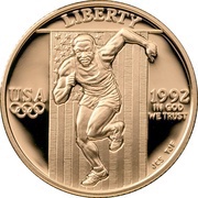 5 Dollars XXV Olympic Games obverse image