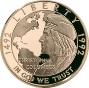 5 Dollars Christopher Columbus Quincentenary obverse image