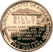 5 Dollars Bill of Rights, United States, 1993 reverse image