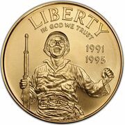 5 Dollars 50th Anniversary Of World War II obverse image